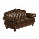 Anondale 70" Loveseat, Espresso Top Grain Leather Match & Cherry Finish Acme