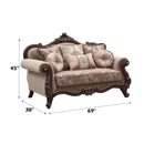 Mehadi 69" Loveseat w/6 Pillows, Velvet & Walnut Finish Acme