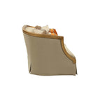 Daesha 70" Loveseat w/5 Pillows, Tan Flannel & Antique Gold Finish Acme