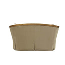 Daesha 70" Loveseat w/5 Pillows, Tan Flannel & Antique Gold Finish Acme