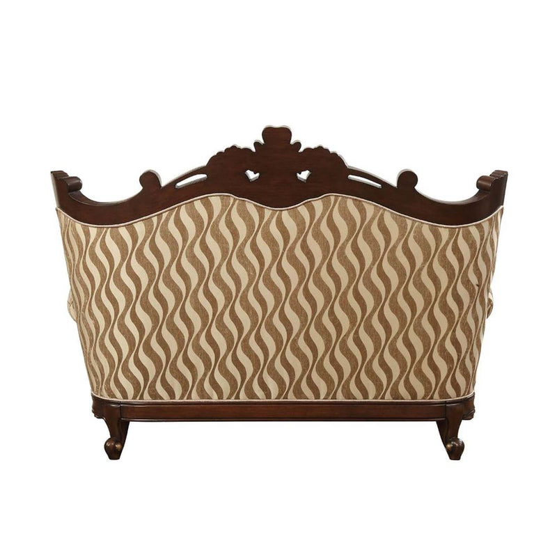 Shalisa 70" Loveseat w/5 Pillows, Fabric & Walnut Finish Acme