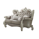Versailles 68" Loveseat w/4 Pillows, Vintage Gray Faux Leather & Bone White Acme