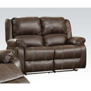 Zuriel Motion 60" Loveseat, Brown Faux Leather Acme