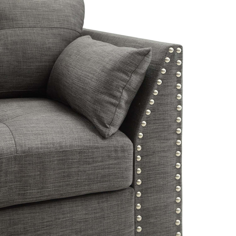 Laurissa 59" Loveseat w/4 Pillows, Light Charcoal Linen Acme