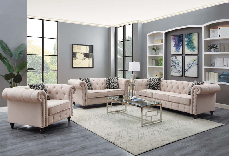 Aurelia 67" Loveseat w/2 Pillows, Beige Linen Acme