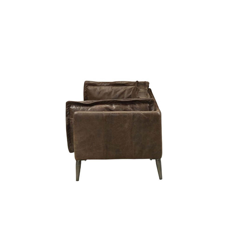 Porchester 71" Loveseat, Distress Chocolate Top Grain Leather Acme