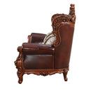 Eustoma 69" Loveseat, Cherry Top Grain Leather Match & Walnut Finish Acme