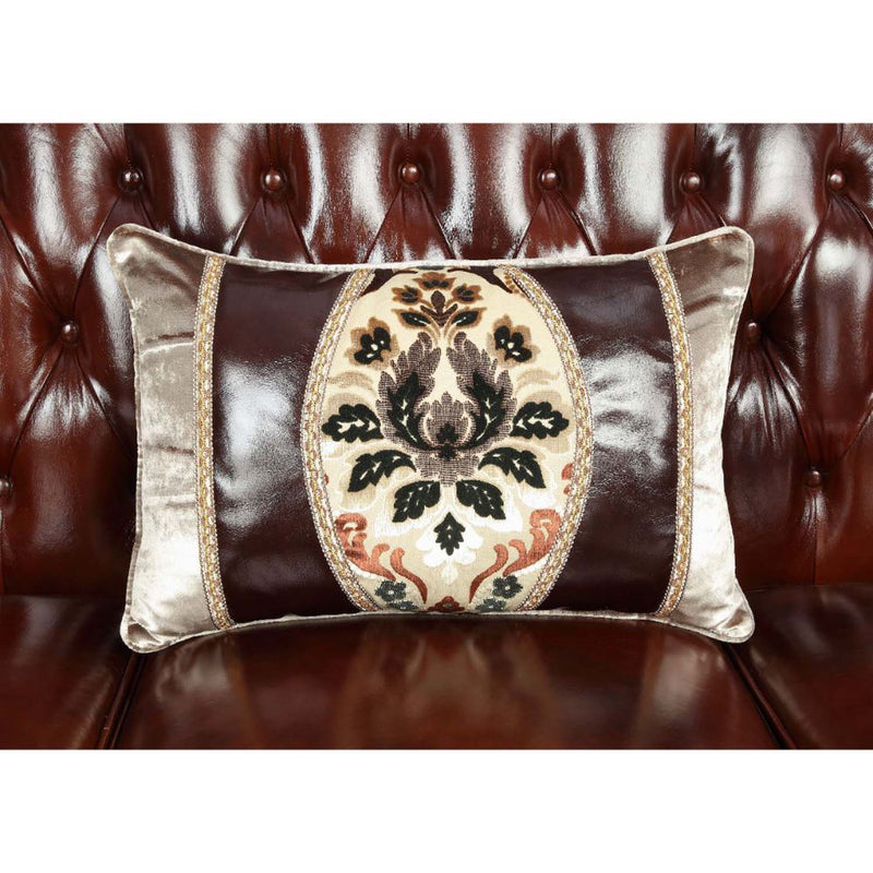Eustoma 69" Loveseat, Cherry Top Grain Leather Match & Walnut Finish Acme