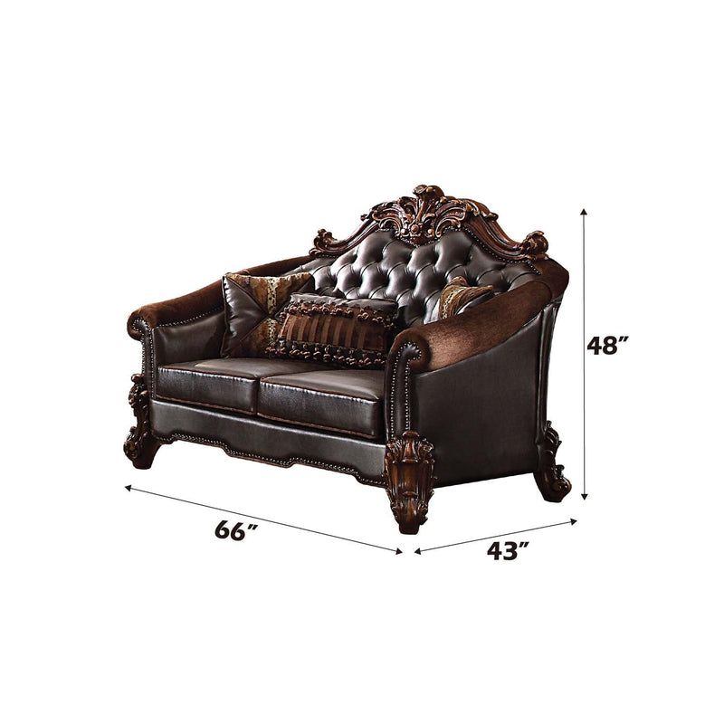 Vendome II 67" Loveseat w/3 Pillows, Faux Leather Acme