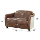 Brancaster 50" Loveseat, Retro Brown Top Grain Leather & Aluminum Acme