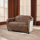 Brancaster 50" Loveseat, Retro Brown Top Grain Leather & Aluminum Acme