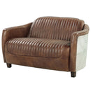 Brancaster 50" Loveseat, Retro Brown Top Grain Leather & Aluminum Acme