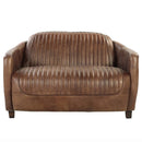 Brancaster 50" Loveseat, Retro Brown Top Grain Leather & Aluminum Acme
