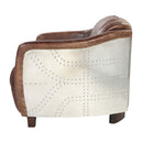 Brancaster 50" Loveseat, Retro Brown Top Grain Leather & Aluminum Acme