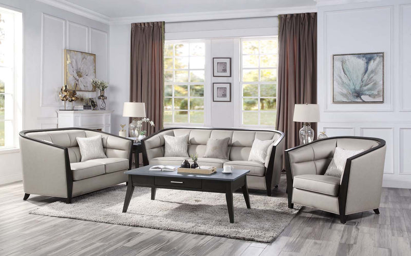 Zemocryss 64" Loveseat w/2 Pillows, Beige Fabric Acme