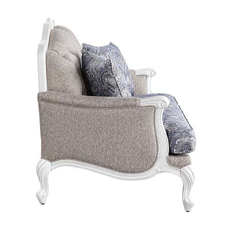 Ciddrenar 64" Loveseat w/3 Pillows, Fabric & White Finish Acme