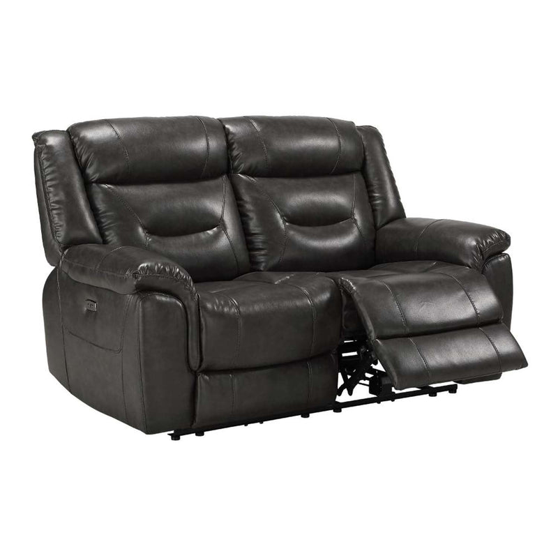 Imogen Power Motion 65" Loveseat w/USB, Gray Leather-Aire Acme