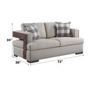 Niamey 72" Loveseat w/2 Pillows, Fabric & Walnut Finish Acme