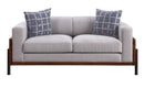 Pelton 71" Loveseat w/2 Pillows, Fabric & Walnut Finish Acme