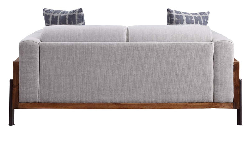 Pelton 71" Loveseat w/2 Pillows, Fabric & Walnut Finish Acme