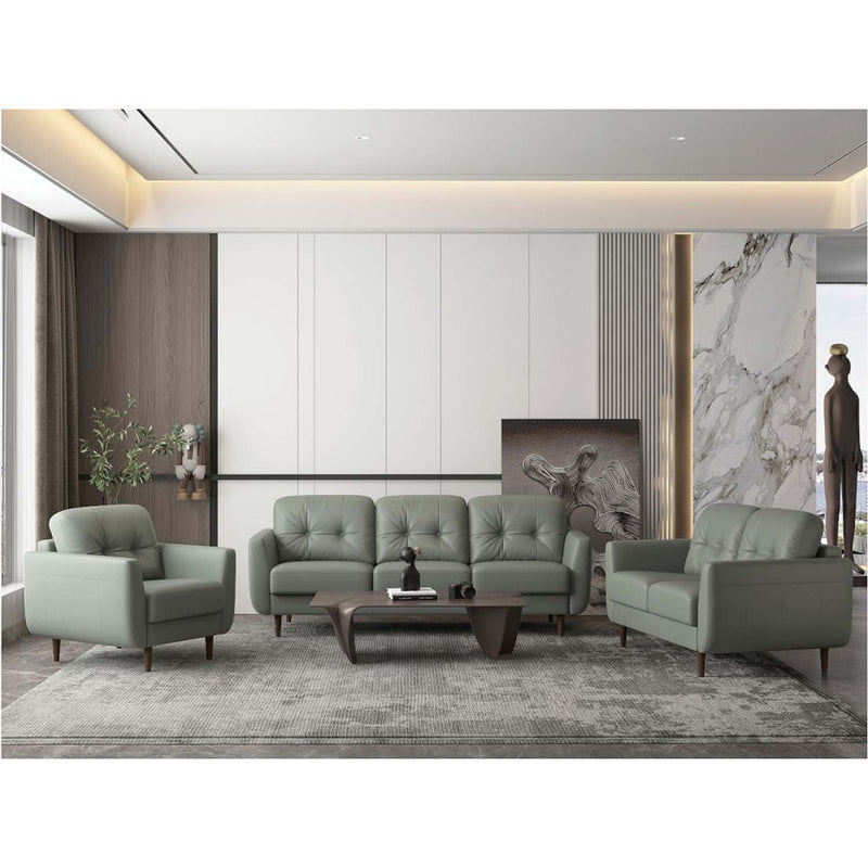 Radwan 59" Loveseat, Pesto Green Leather Acme