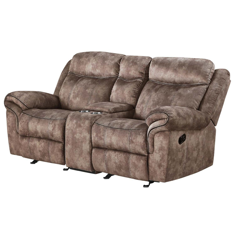 Zubaida Motion 78" Loveseat & Console w/USB, Two Tone Chocolate Velvet Acme