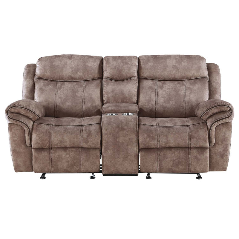 Zubaida Motion 78" Loveseat & Console w/USB, Two Tone Chocolate Velvet Acme
