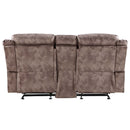 Zubaida Motion 78" Loveseat & Console w/USB, Two Tone Chocolate Velvet Acme