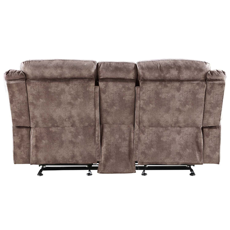 Zubaida Motion 78" Loveseat & Console w/USB, Two Tone Chocolate Velvet Acme