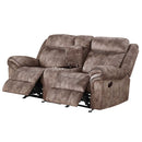 Zubaida Motion 78" Loveseat & Console w/USB, Two Tone Chocolate Velvet Acme
