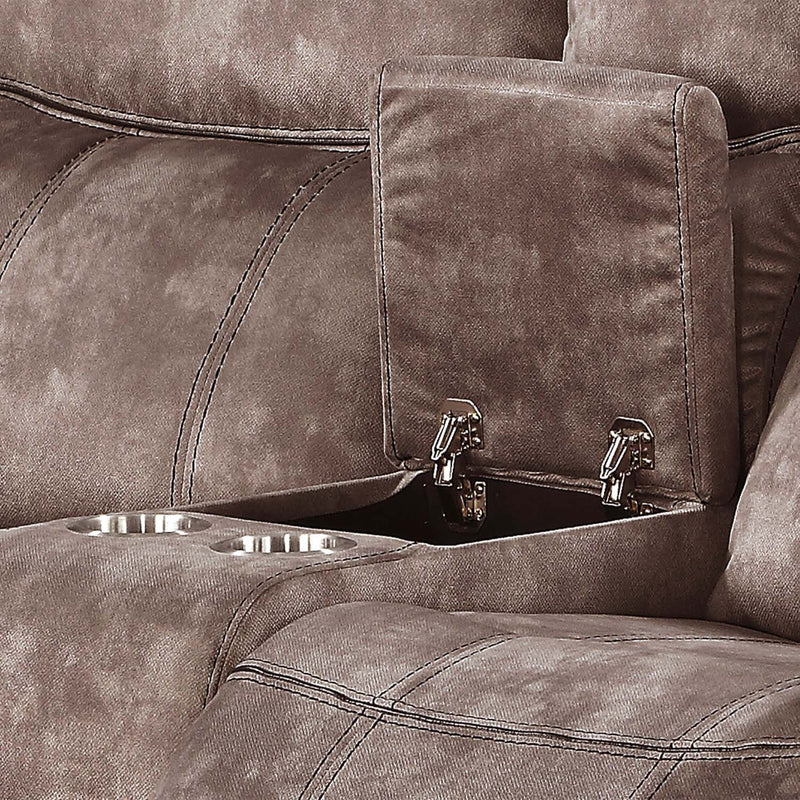 Zubaida Motion 78" Loveseat & Console w/USB, Two Tone Chocolate Velvet Acme