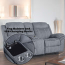 Zubaida Motion 78" Loveseat & Console w/USB, Two Tone Gray Velvet Acme