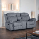 Zubaida Motion 78" Loveseat & Console w/USB, Two Tone Gray Velvet Acme