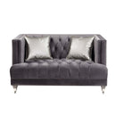 Hegio 61" Loveseat w/2 Pillows, Gray Velvet Acme