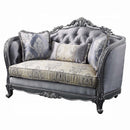 Ariadne 65" Loveseat w/3 Pillows, Fabric & Platinum Finish Acme