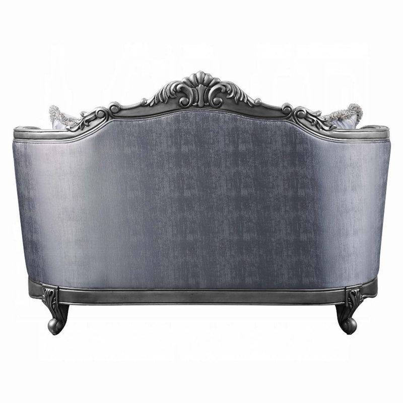 Ariadne 65" Loveseat w/3 Pillows, Fabric & Platinum Finish Acme