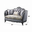 Ariadne 65" Loveseat w/3 Pillows, Fabric & Platinum Finish Acme