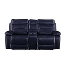 Aashi Motion 78" Loveseat w/Console, Navy Leather-Gel Match Acme