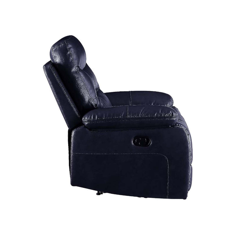 Aashi Motion 78" Loveseat w/Console, Navy Leather-Gel Match Acme