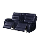 Aashi Motion 78" Loveseat w/Console, Navy Leather-Gel Match Acme