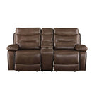 Aashi Motion 78" Loveseat w/Console, Brown Leather-Gel Match Acme