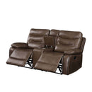 Aashi Motion 78" Loveseat w/Console, Brown Leather-Gel Match Acme