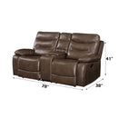 Aashi Motion 78" Loveseat w/Console, Brown Leather-Gel Match Acme