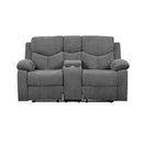 Kalen Motion 71" Loveseat w/Console, Gray Chenille Acme