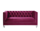 Heibero 67" Loveseat w/2 Pillows, Burgundy Velvet Acme