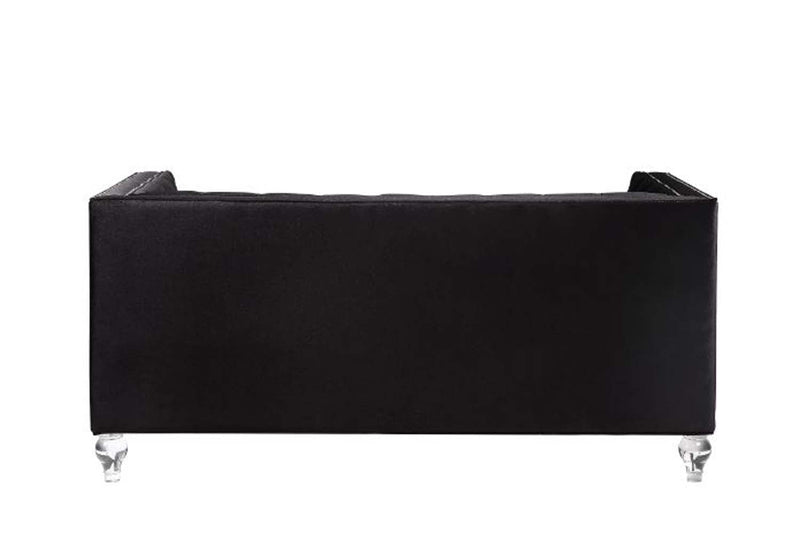 Heibero 67" Loveseat w/2 Pillows, Black Velvet Acme