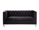 Heibero 67" Loveseat w/2 Pillows, Black Velvet Acme