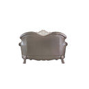 Dresden 71" Loveseat w/3 Pillows, Faux Leather & Vintage Bone White Finish Acme