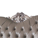 Dresden 71" Loveseat w/3 Pillows, Faux Leather & Vintage Bone White Finish Acme