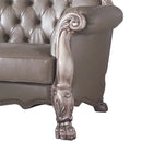 Dresden 71" Loveseat w/3 Pillows, Faux Leather & Vintage Bone White Finish Acme